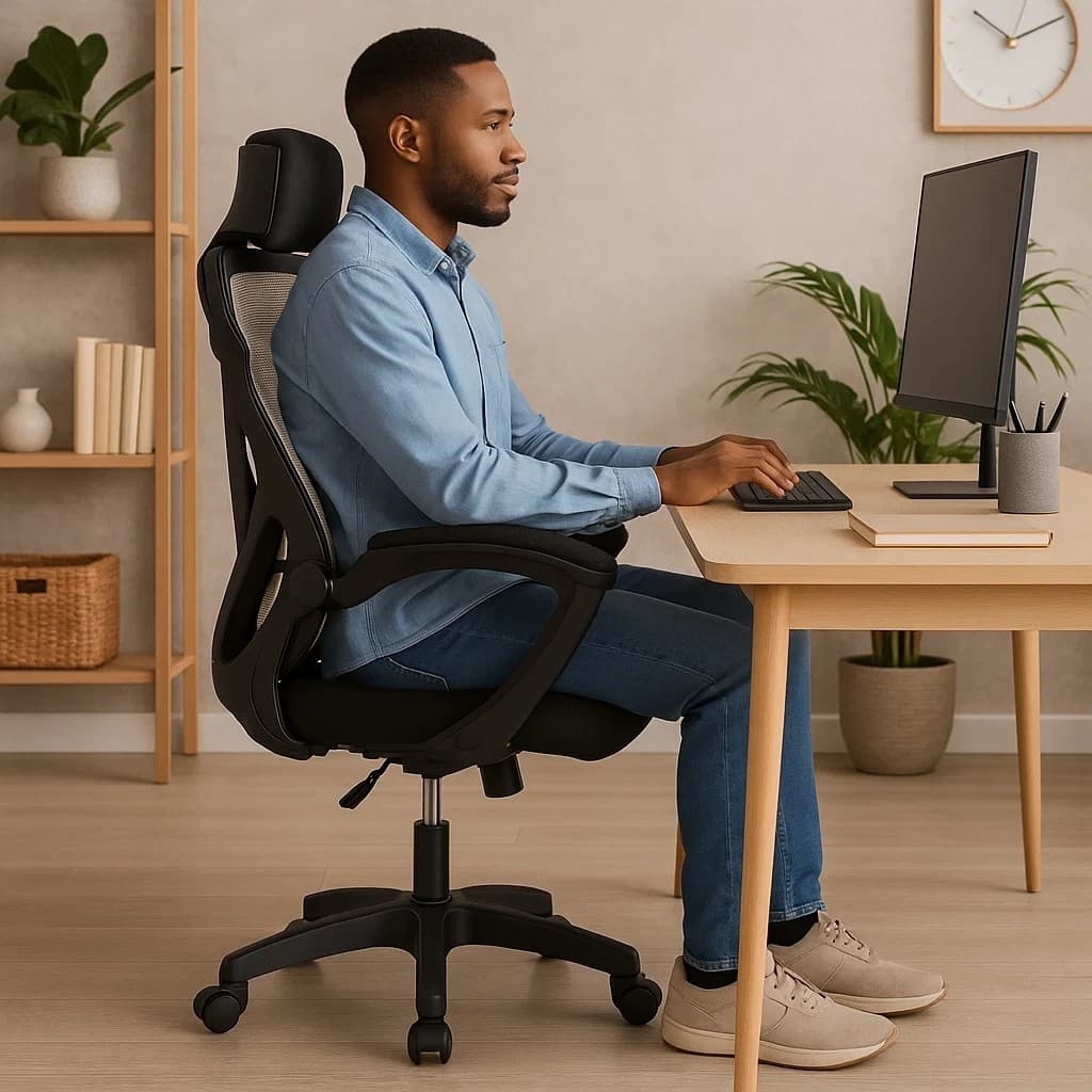 Cadeira Presidente Executiva Escritório Gamer Preta Ergonômica Giratória Reclinável Apoio Lombar