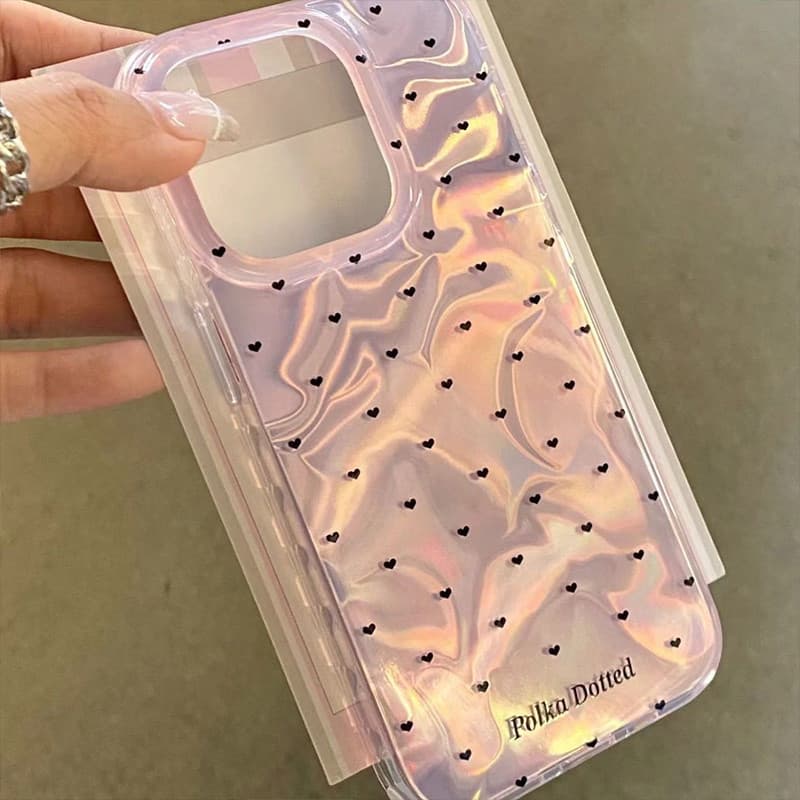 Capinha Capa Para Samsung Galaxy A03 A05 A06 A10S A10 A11 A12 A13 A15 A14 A16 Rosa Coração Iridescente Anti-Impacto