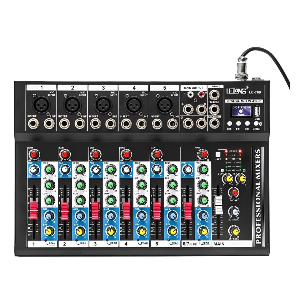 Mesa De Som Bluetooth Usb Mixer Mp3 Digital 6 Canais Le-709