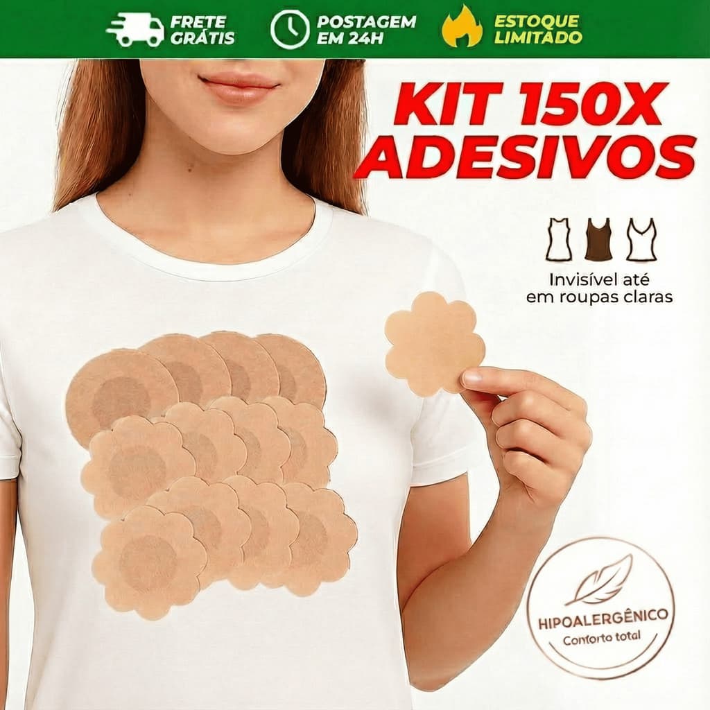 Pacote 150xTapa Seios Adesivo Invisível Hipoalergênico 7,5cm Protetor para Mamilo Pronta Entrega
