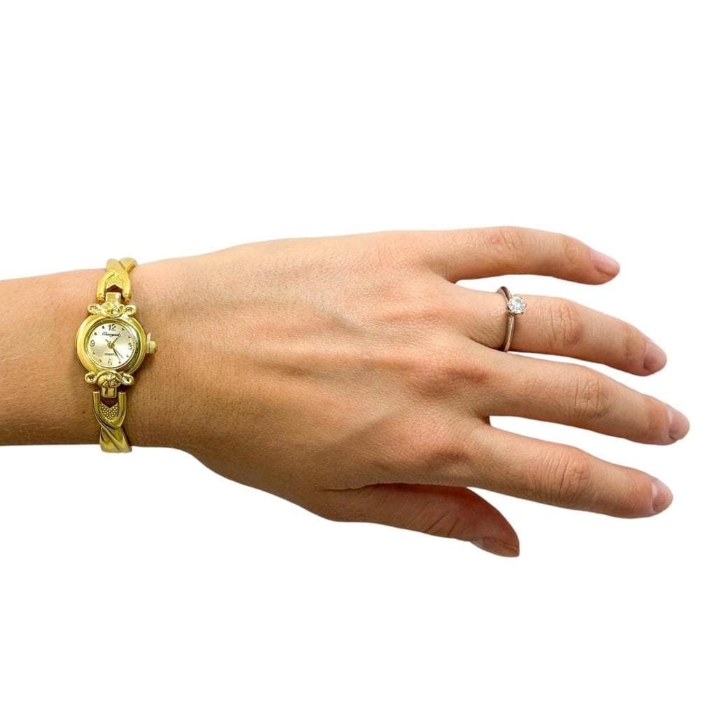 Relógio Arabescos Dourado Feminino Clássico Elegante Vintage Retro Casual Elegante Refinado