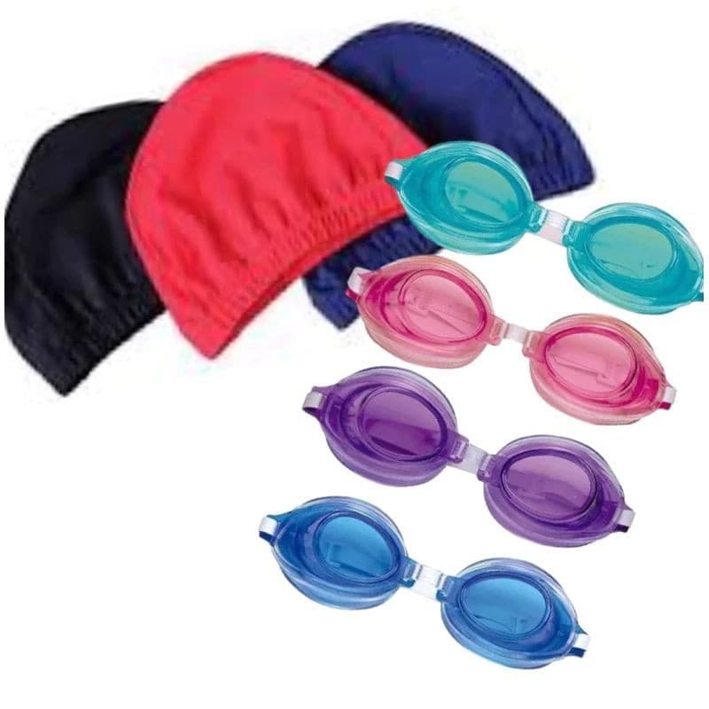 KIT NATAÇÃO TOUCA DE POLIAMIDA + OCULOS DE NATAÇÃO INFANTIL MOR （kit touca+oculos -- 002）