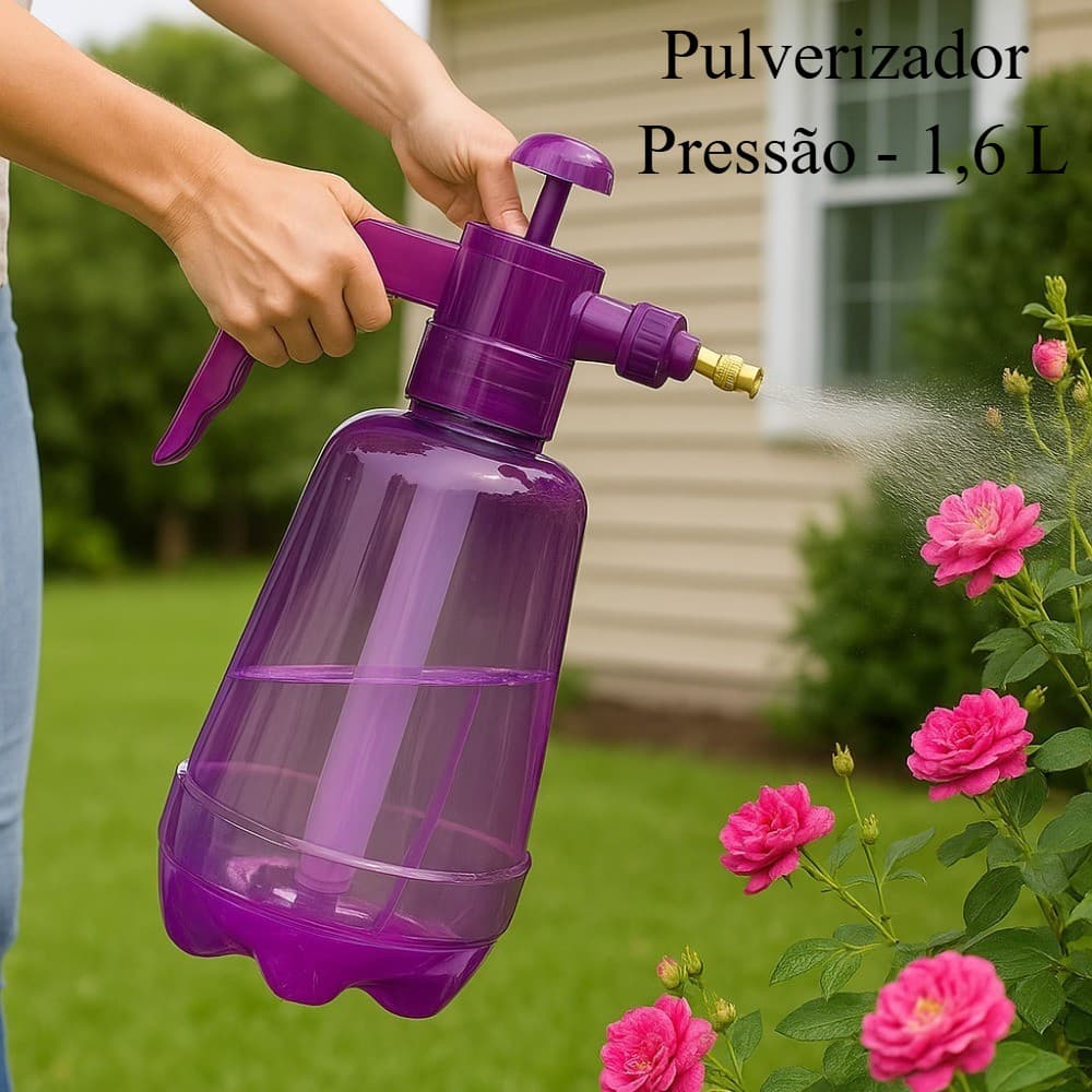 KIT 4 Pulverizador Manual de Pressão 1,6 Lts Jardim Plantas Limpeza Multiuso Borrifador Reforçado