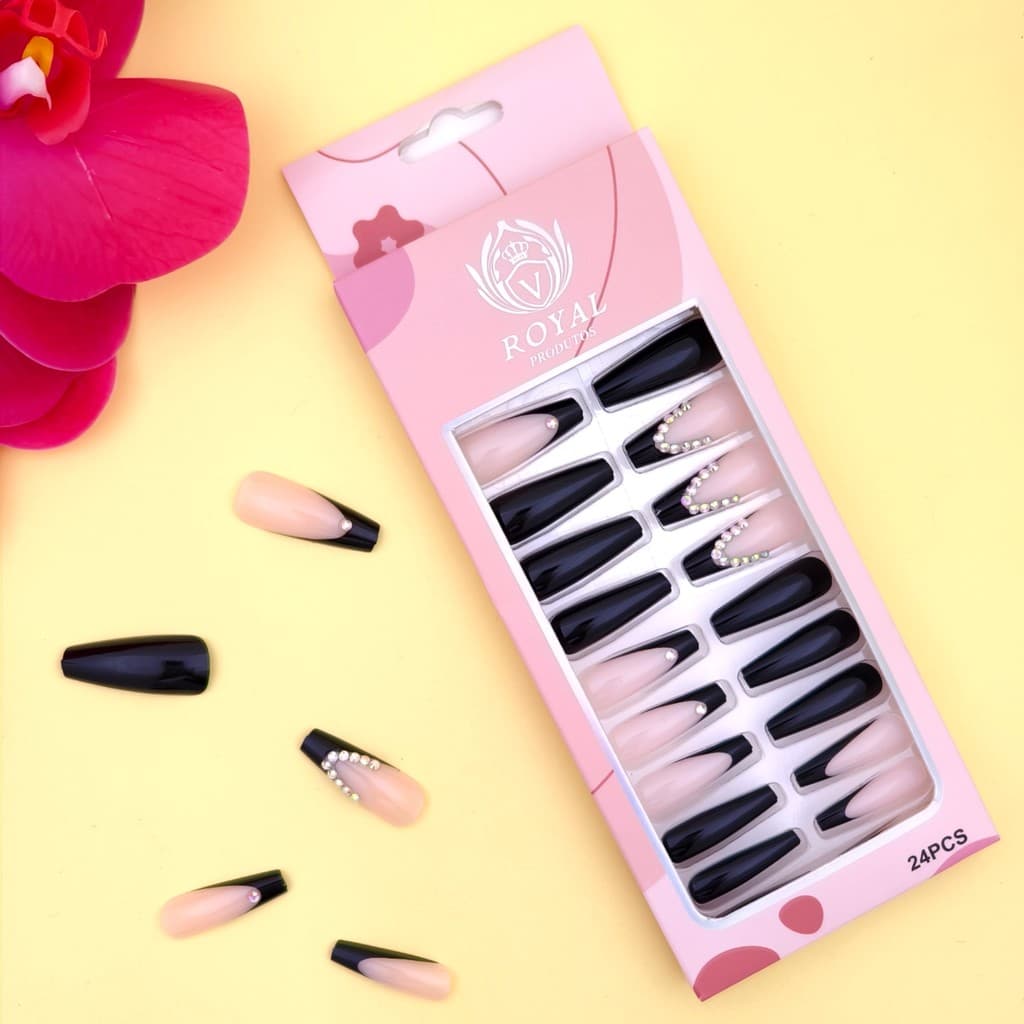 Unhas Postiças Royal Produtos Decorado para Todos os Looks e Ocasiões  24  unhas T-536-2