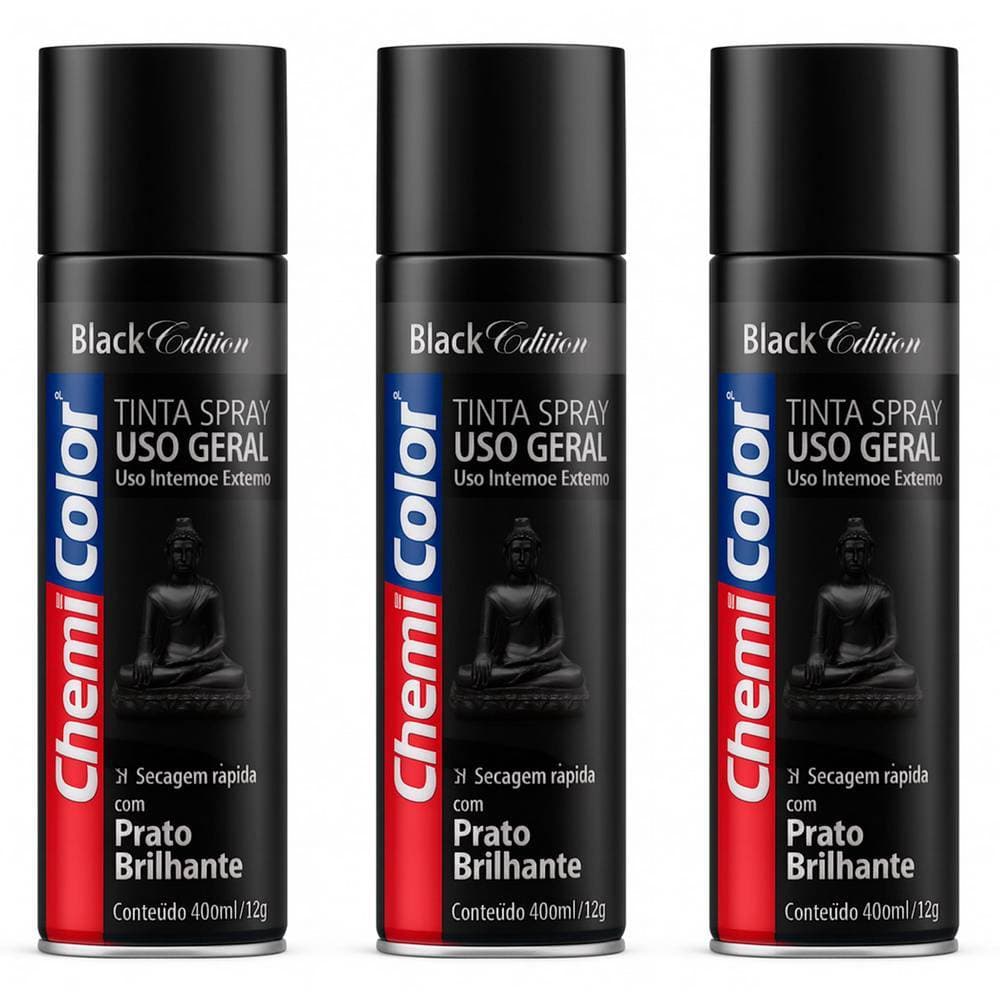 Kit 03 Tintas Spray 400ml Para Uso Geral Multiuso Secagem Rápida - Chemicolor