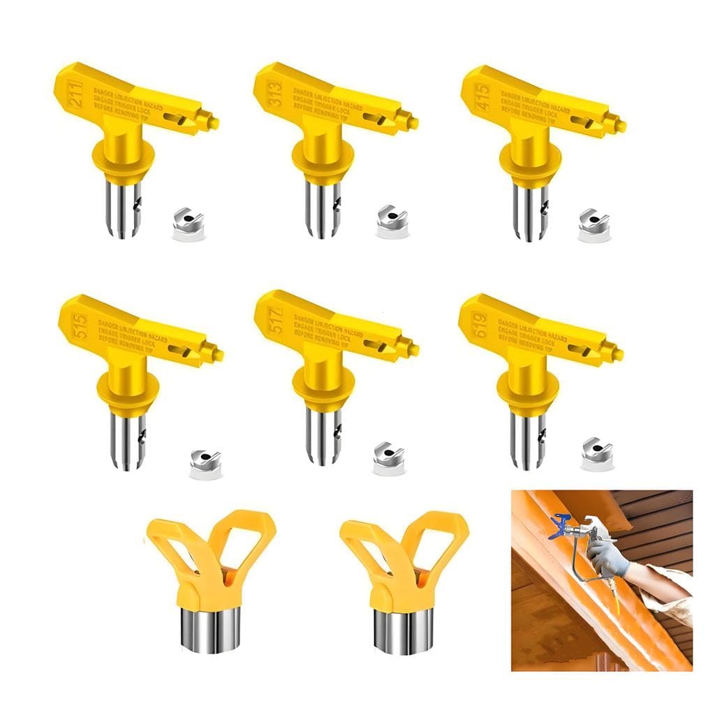 Conjunto de 6 peças de bico de pistola de pulverização sem ar, 2 assentos bucais, azul e amarelo disponível, adequado pa