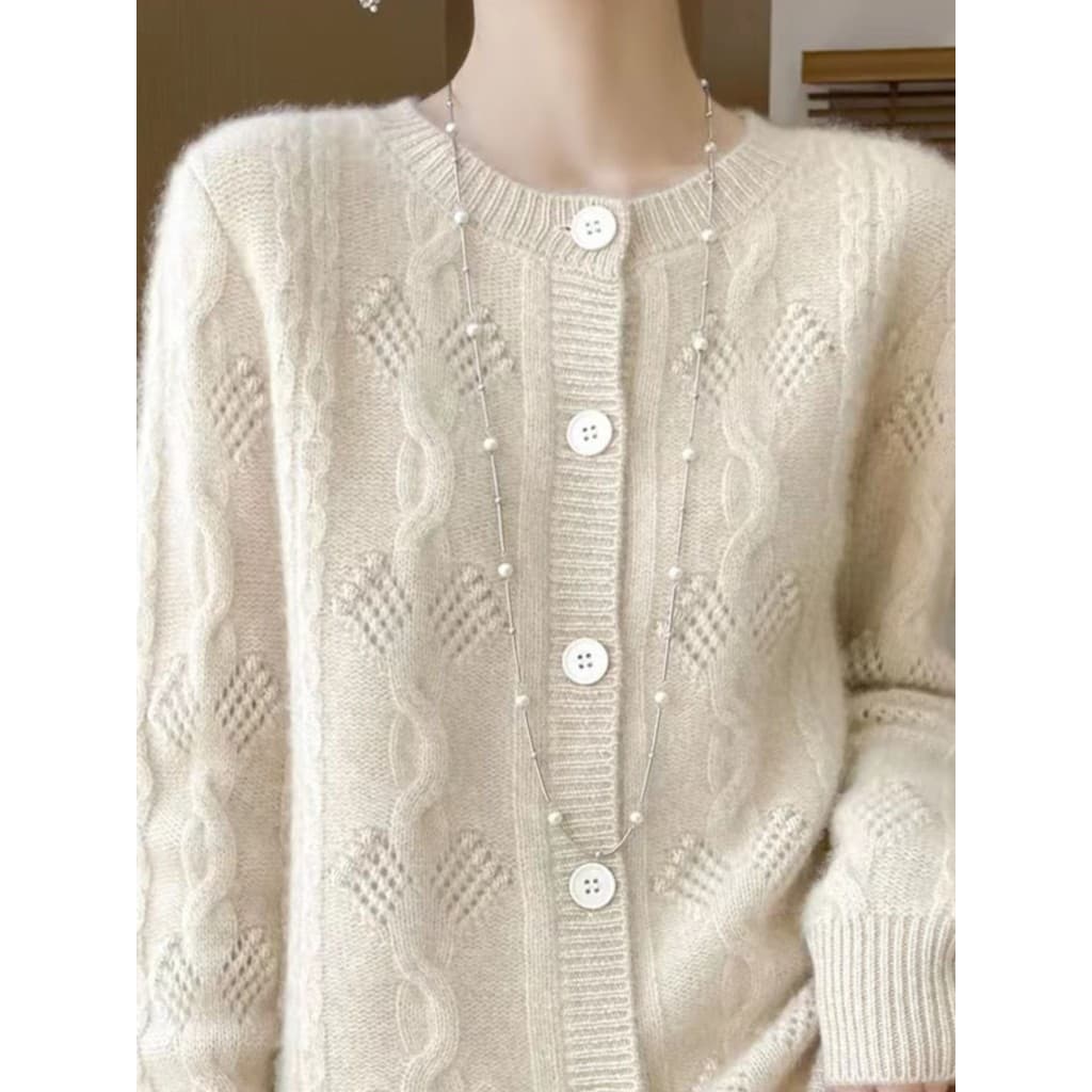 Indústria pesada recomendado em torno do pescoço de malha Cardigan feminino solto Retro torção camisola curta jaqueta en