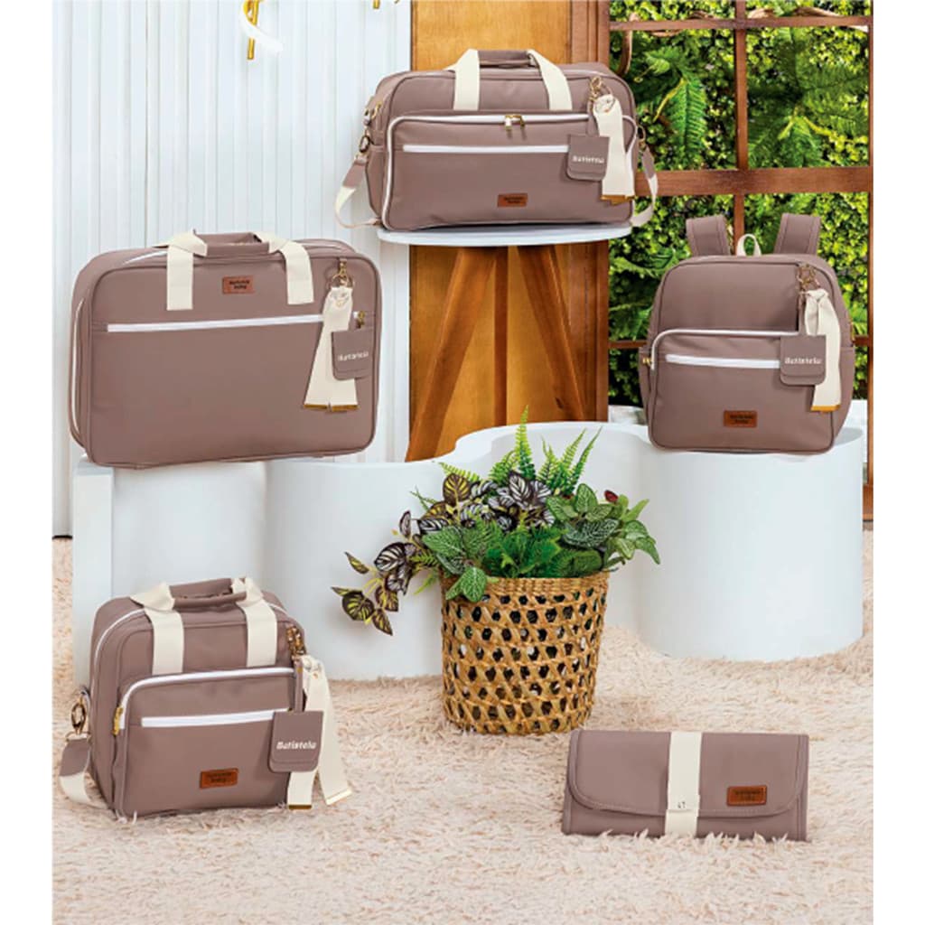 Bolsa Maternidade Batistela Baby Mocha Marrom Mochila Trocador Impermeável e Emborrachado