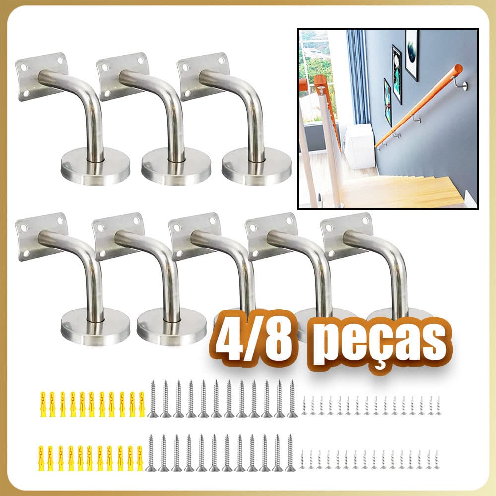 Suporte de apoio de braço de aço inoxidável 4/8/12 peças suporte de corrimão de escada de arco com parafusos de instalaç