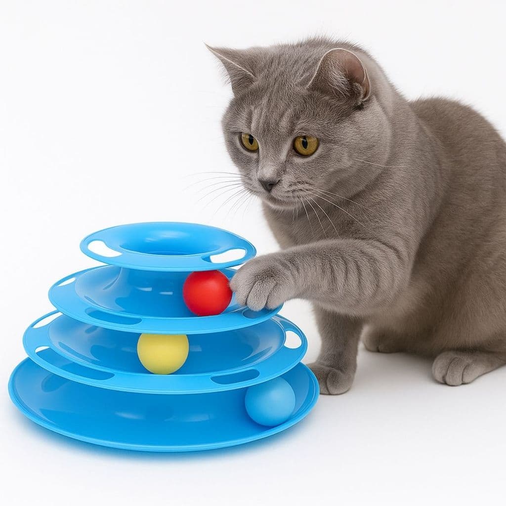 Torre de Trilhos Brinquedo Gato Divertido Pet Felino Bolinhas