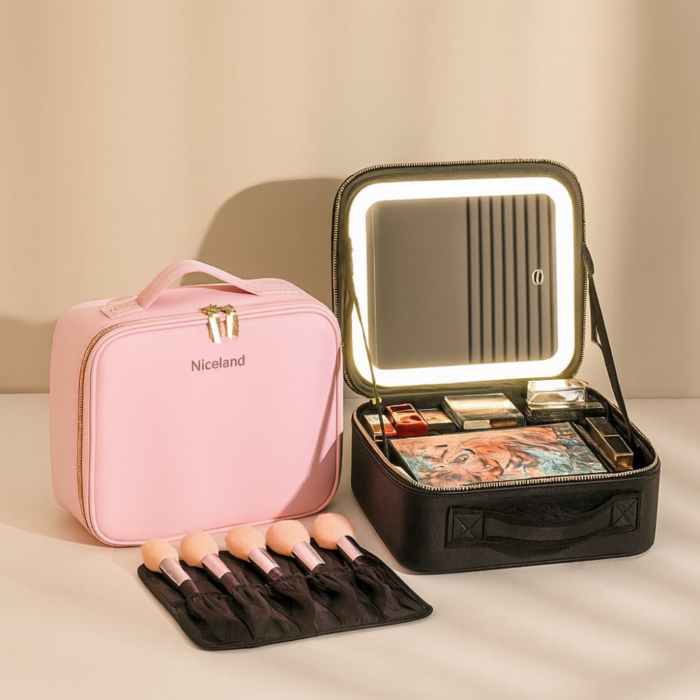 Bolsa De Maquiagem Grande Maleta De Maquiagens Com Espelho De Led Maquiadora Profissional
