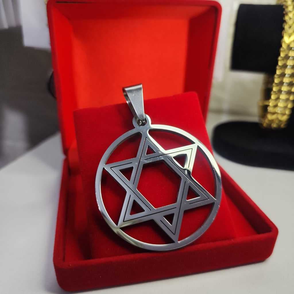 Pingente Grande   para colar corrente Choker coleira Estrela de Davi Gigante Amuleto Salomão Hexagrama Robusto 5cm