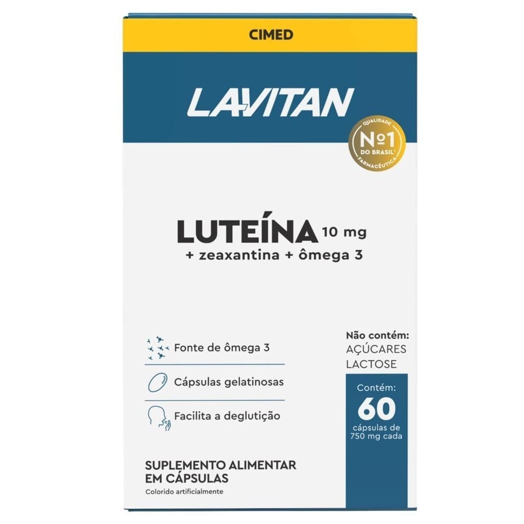 Lavitan Luteína 10mg 60 Cápsulas Cimed Suplemento Luteína Zeaxantina Visão Saúde Energia Diário