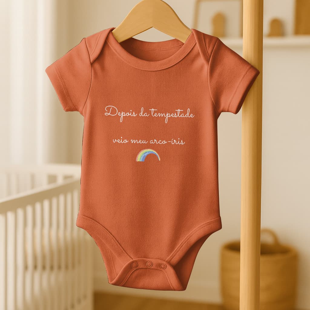Body Infantil Depois da Tempestade Veio Meu Arco-Íris | Estampa Delicada