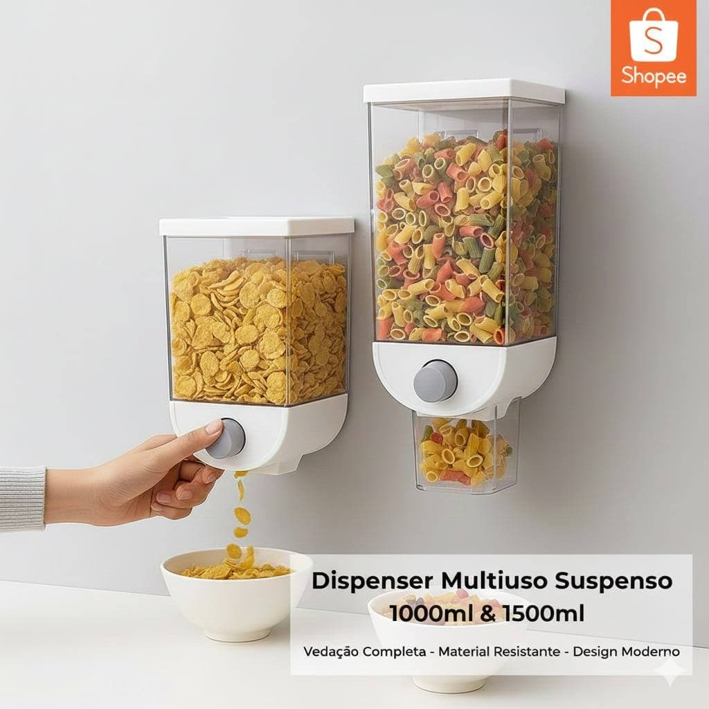 Dispenser Multiuso Suspenso Grãos Farinha Cereais Organizador Cozinha