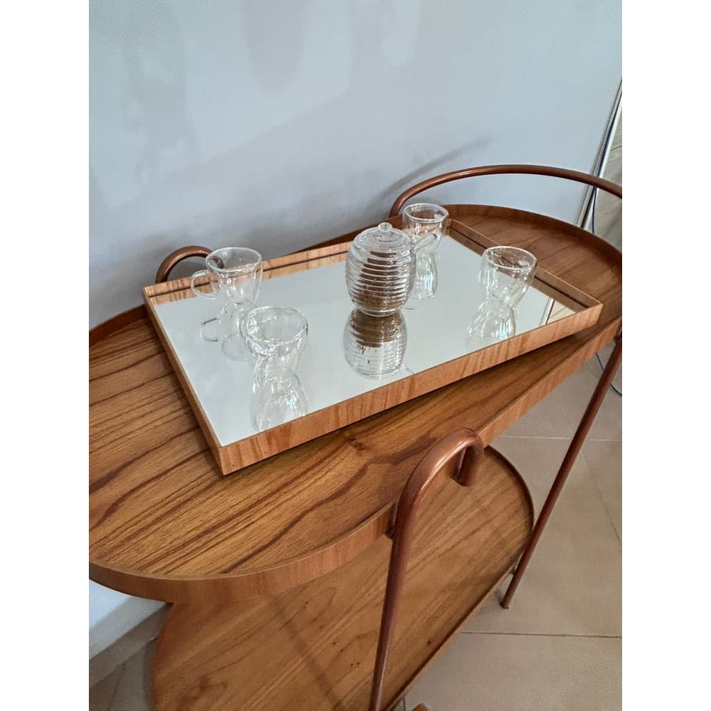 Bandeja Decorativa Espelhada Mesa Aparador Cantinho Do Café Luxo Decoração Sala Bar Bebidas 50x30cm Grande Retangular