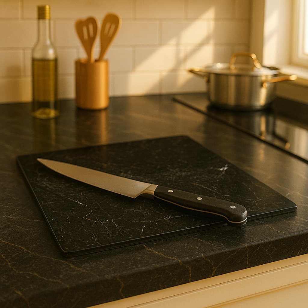 Tábua De Corte 30x20cm Vidro Marmorizado Elegante Para Servi
