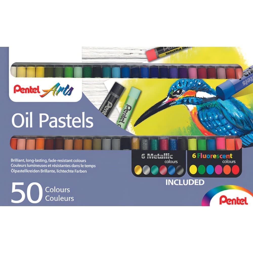 Giz Pastel Oleoso Pentel 50 Cores Metálicas Neon