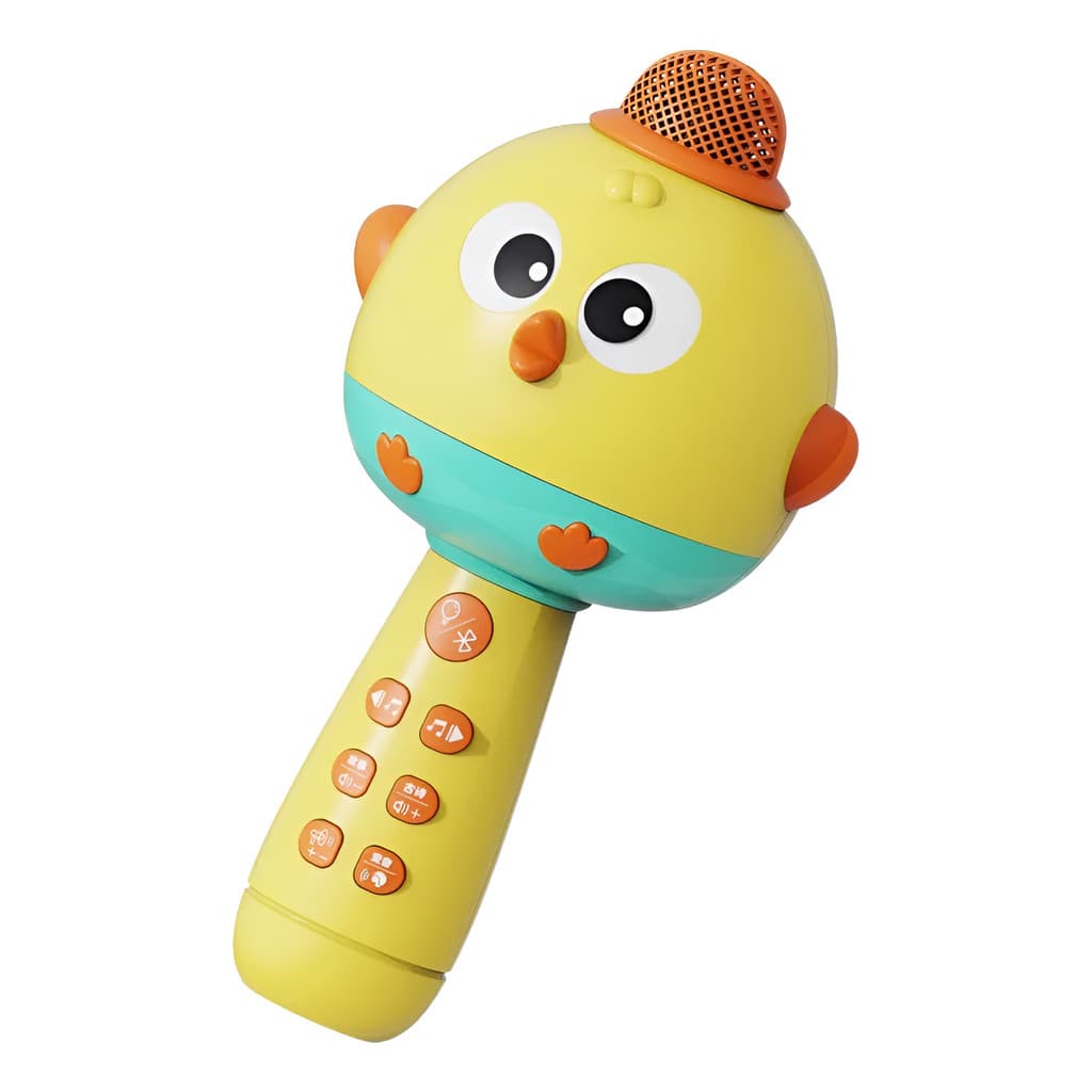 Microfone Infantil Recarregável Sons Luz, Musica E Historias Amarelo