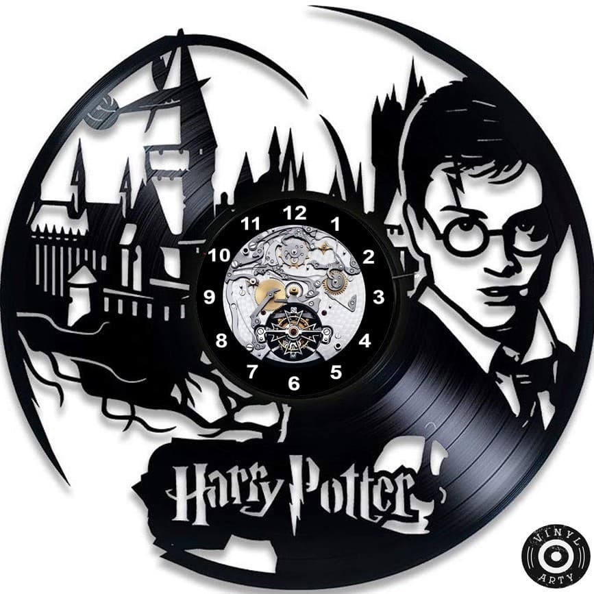 Relógio  de parede Harry Potter - Feito em disco De Vinil Real - Disco de vinil cortado Relógios de parede 30cm
