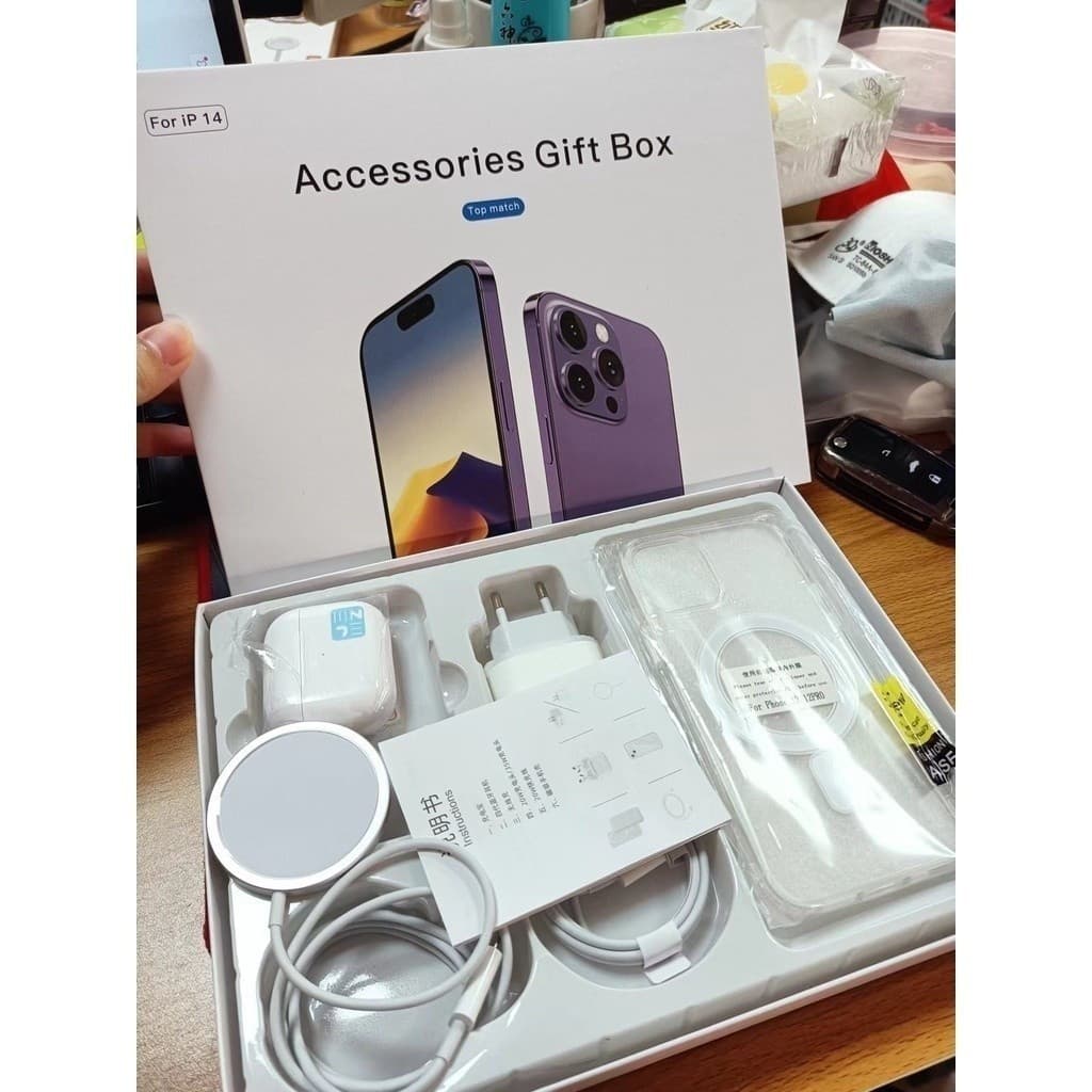 Capa para iPhone 5 em 1/carregador com Sensor sem fio/cabo de dados/fone de ouvido Bluetooth Airpods Pro/carregador/capa