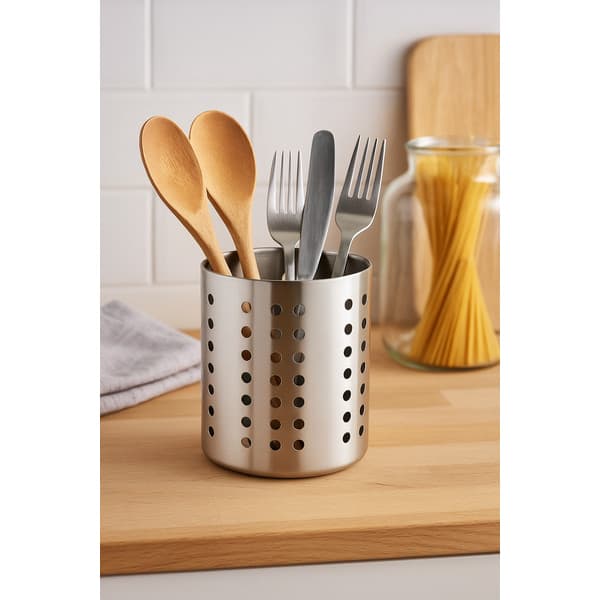Porta Talheres E Utensílios De Aço Inox Perfurado 9,5x12,5cm  - Porta Talher Inox