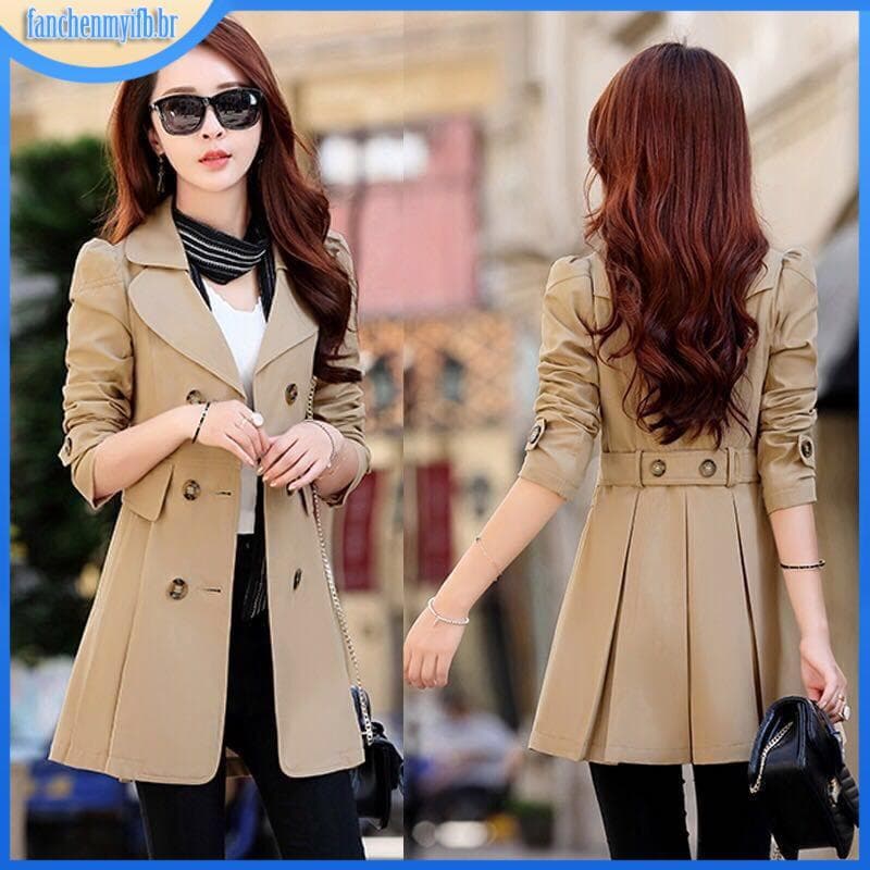 Ol Elegante Casaco Moda Blusão Patchwork Turn-Down Collar Botão Casual Longo Trincheira Outerwear Canais