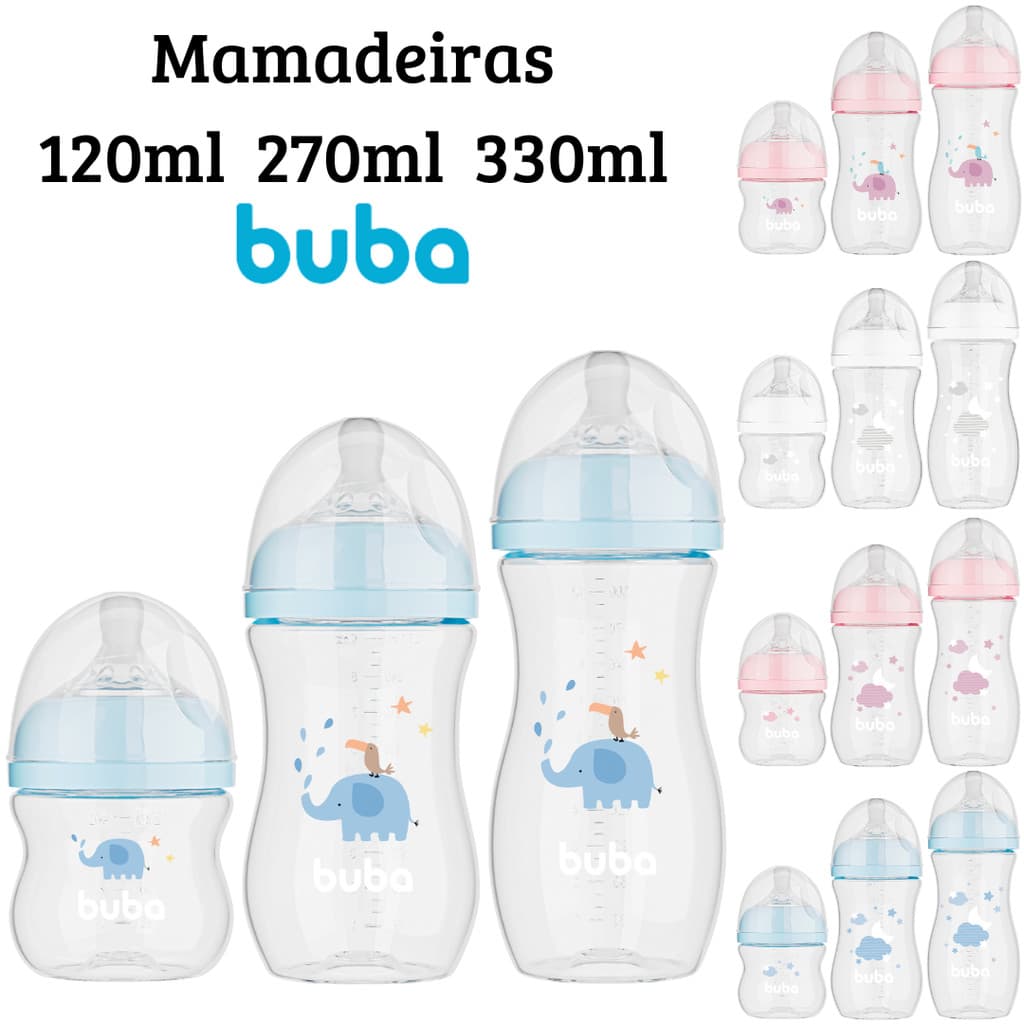 Mamadeira Easy Flow Buba 120/270/330 ml Válvula Anticólica e Bico Pétala Ultrasoft