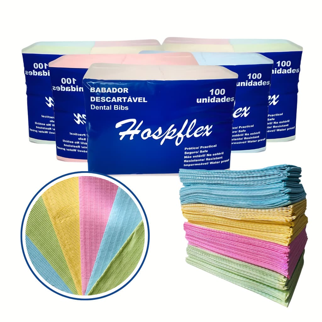 Babador Odontológico Descartável Impermeável Hospflex Pct/ Com 100 Und