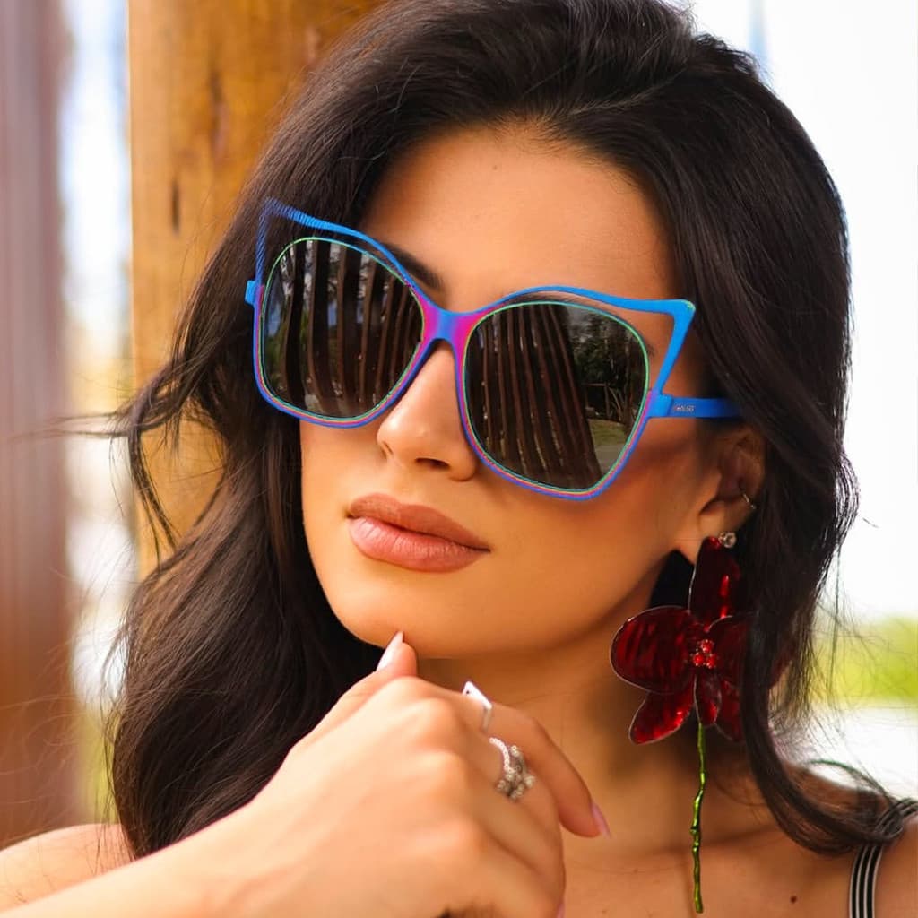 Óculos de Sol Cat Eye Oversized, Óculos Coloridos, Armações Ópticas de Metal, Óculos de Leitura