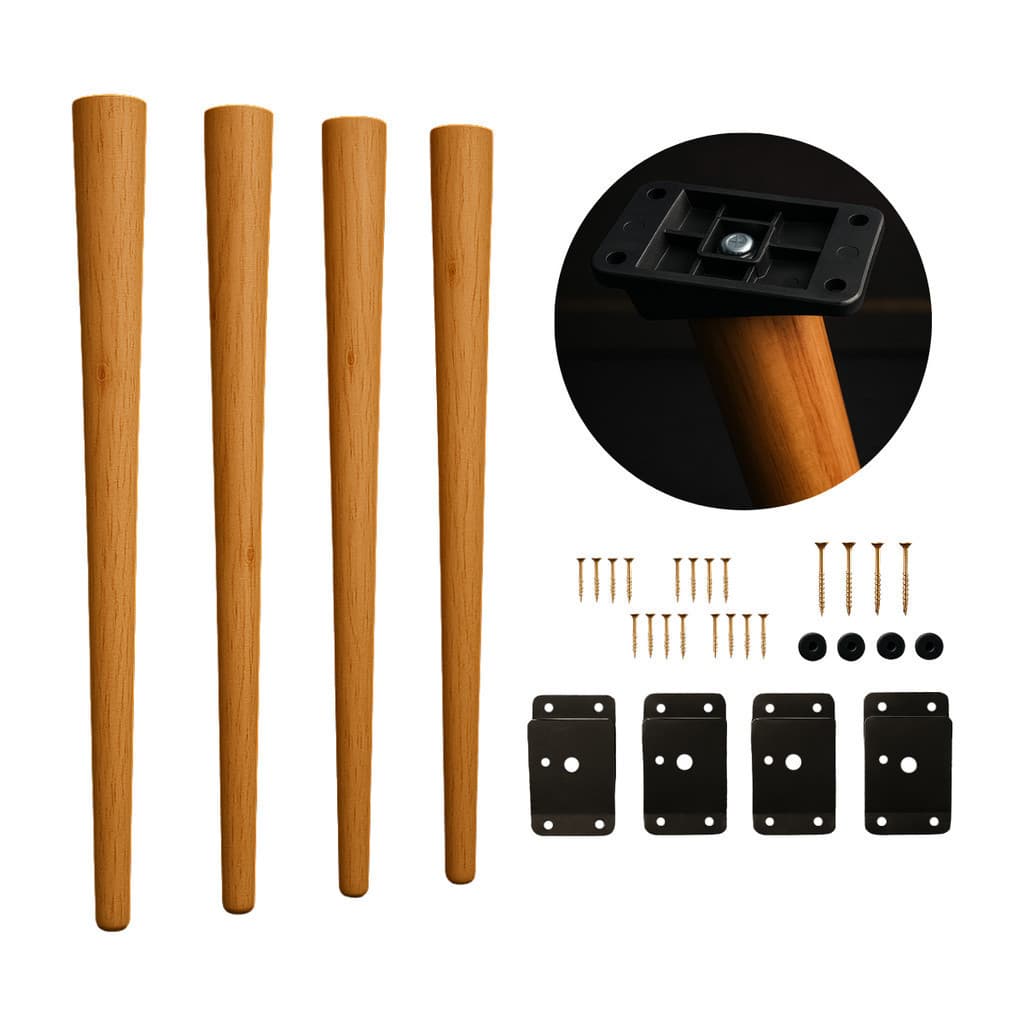 Kit 4 Pés Palito 70cm Para Mesa Moveis Com Chapinhas E Parafusos Fixação