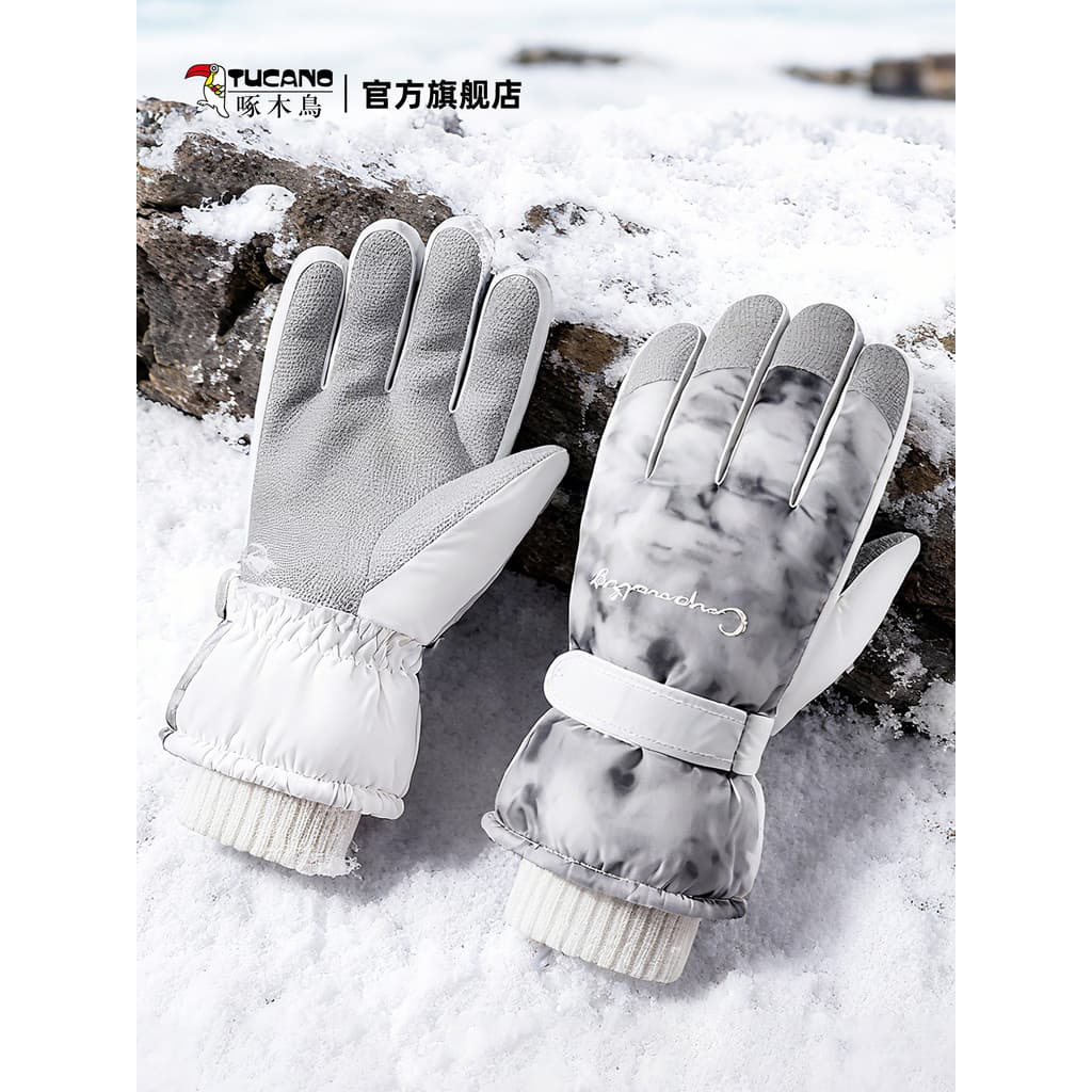 Luvas de pica-pau masculinas 2026 inverno esqui forro de lã engrossado à prova de vento à prova de frio quente à prova d