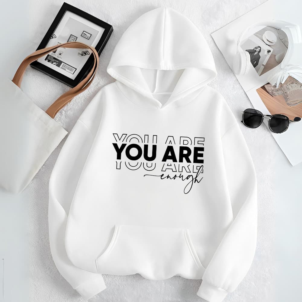 Moletom Unissex Blusa de Frio Estamp You Are Enought Confortável Casual Inverno Modinha Rita Modas