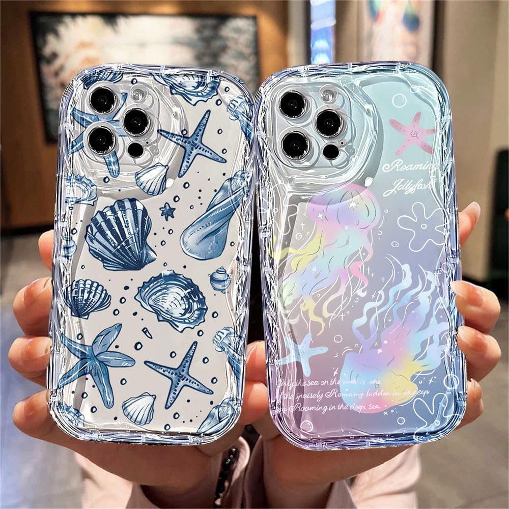 Capa Para MOTO G84 G54 G10 G15 G14 G22 G24 G35 G34 G53 G60 G75 EDGE 50 Ultra E13 E14 Concha Água-Viva De Telefone Fofa