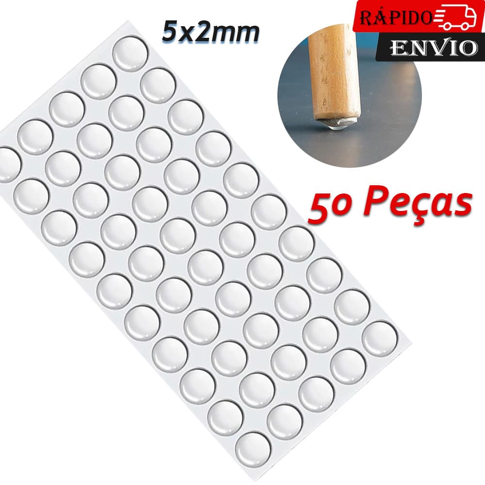 50 Adesivo Gota Protetor Silicone Anti Impacto Ruído Multiuso 5x2mm para móveis maçaneta gaveta parede mesa de vidro