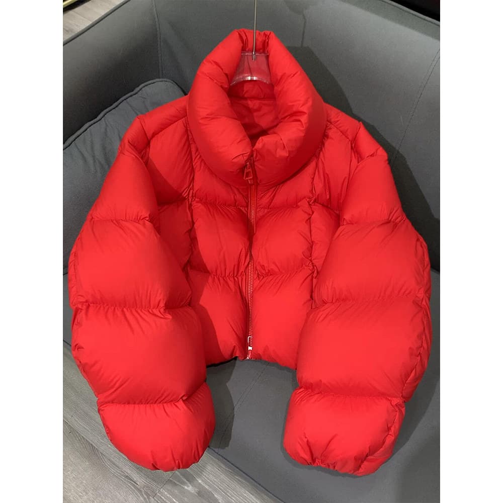 Benming ano Super bonito vermelho curto jaqueta feminina inverno 2025 novo estilo pequeno gola alta jaqueta de pão
