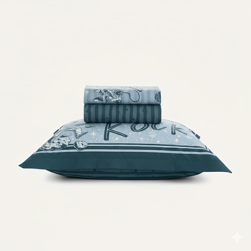 JOGO DE CAMA ESPACIAL SOLTEIRO 100% ALGODÃO KARSTEN 1,80X250