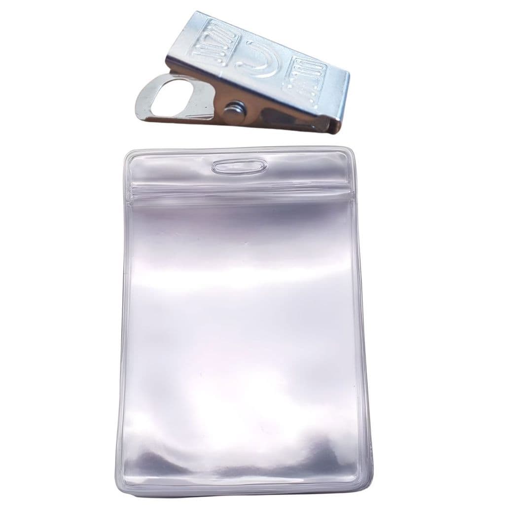 Kit 100 Porta Crachá Vertical Transparente C/Presilh 11x15Cm