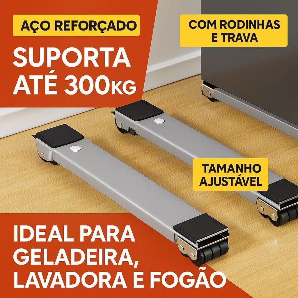 Base com Rodinhas para Geladeira, Máquina de Lavar e Fogão | Ajustável e Reforçado