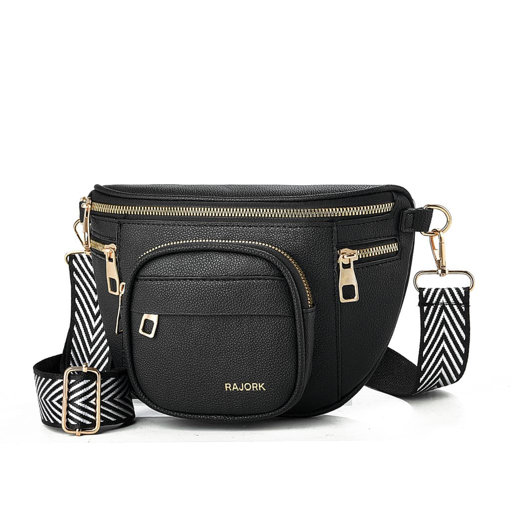 Bolsa Pochete Feminina Em Couro Pu Transversal Tipo Pochete Com Zíper Duplo ychen