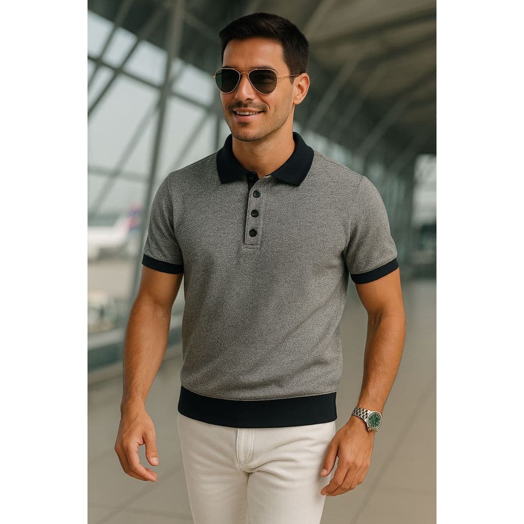 Camisa Polo Suéter Cinza