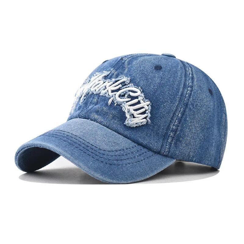 Boné de Beisebol Retrô em Denim para Mulheres e Homens, Chapéus de Sol em Algodão Lavado, Bonés Desgastados com Bordado