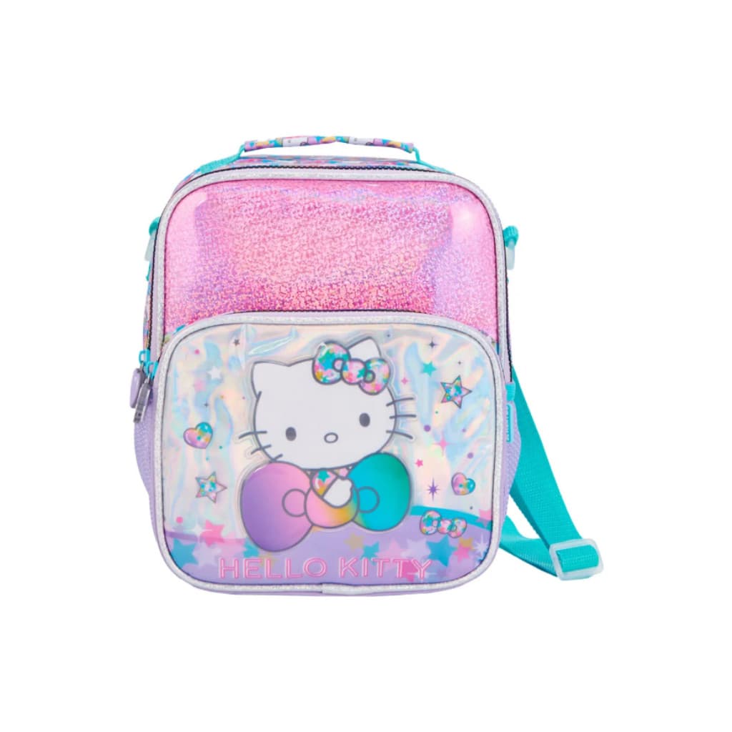 Lancheira Térmica Escolar Hello Kitty Holográfica Lilás Brilha