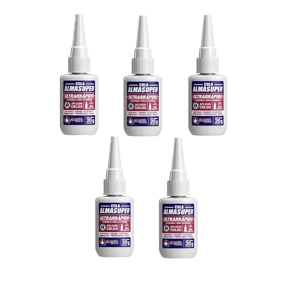 Kit Cola Instantânea 5un Multiuso Secagem Rápida 20g Almata