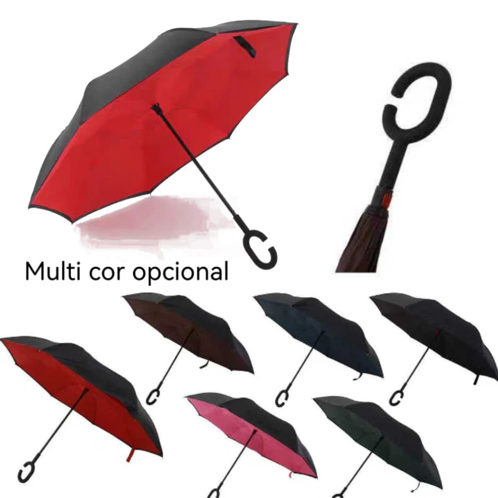 Guarda Chuva Invertido Tecido Duplo Impermeável Reforçado Contra Guarda-Chuva Para Carro