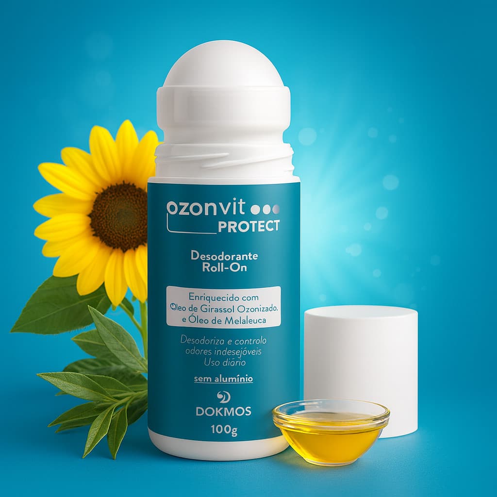 Desodorante Roll-On Ozonvit Protect 100g Dokmos com Óleo Ozonizado de Girassol Dokmos