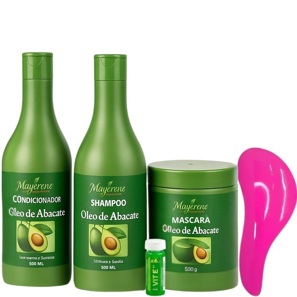 Kit Capilar Óleo De Abacate Nutrição Completa Tratamento Cabelo Cacheados