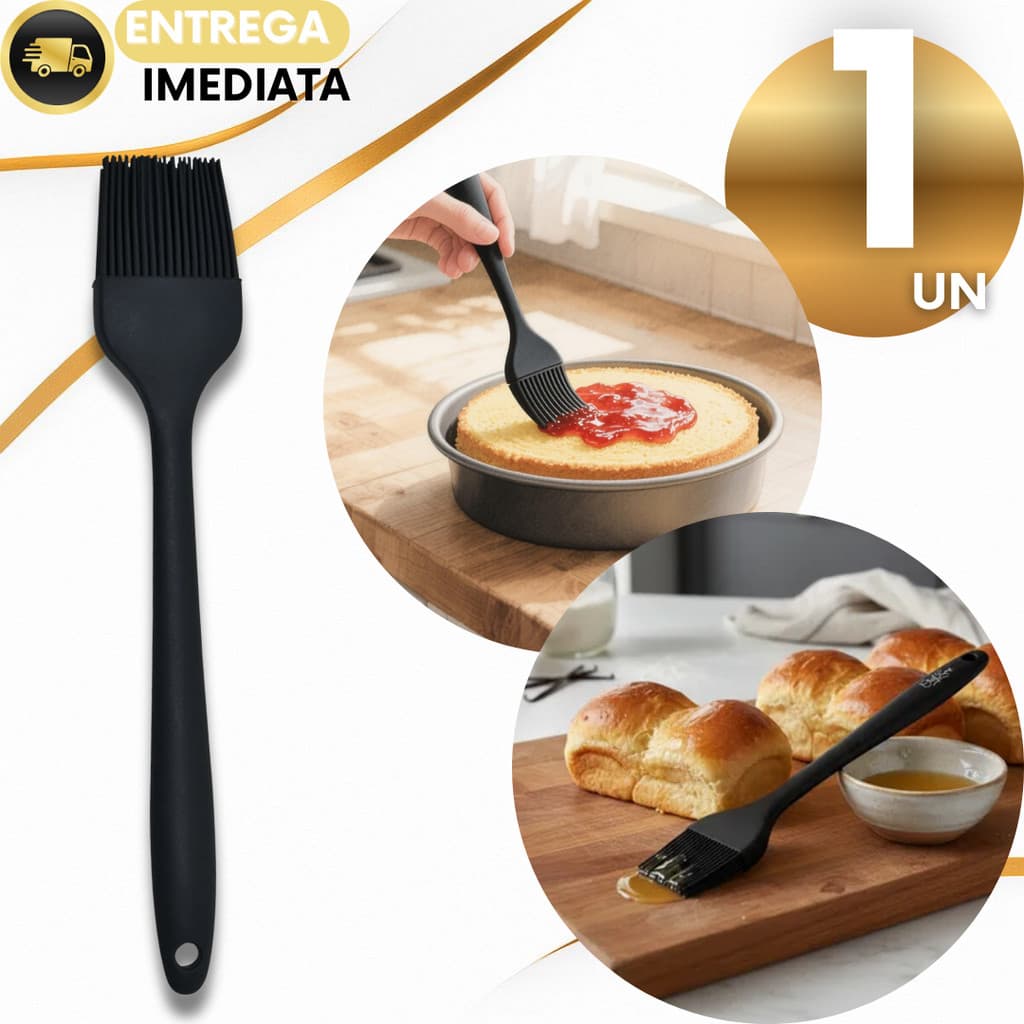 Pincel de Silicone para Untar Espalhar Culinária Confeitaria Churrasco