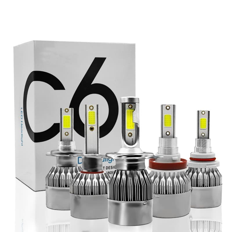 Par De Lâmpadas C6 Farol de Carro LED 6000K H1 H3 H4 H7 H11 H13 HB3(9005) HB4(9006) H16 H27 12V/24V