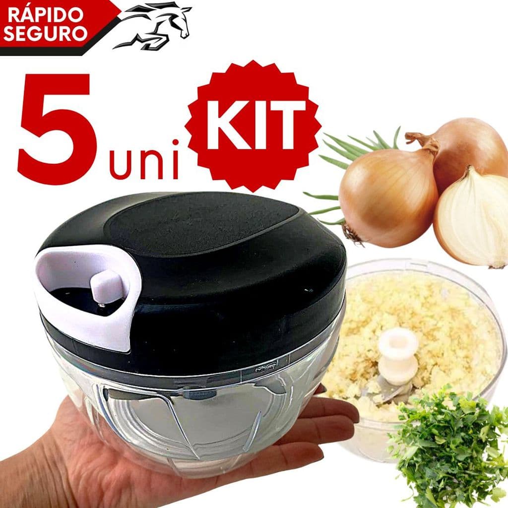 Processador Triturador Cortador Manual Picar Triturar Moer Alimentos Alho Cebola 3 Lâminas